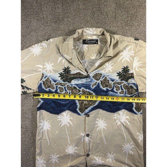 Favant Hawaiian Island Print Button-Up Shirt Men’s Medium - Picture 2 of 4